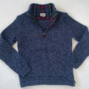 L.L. Bean Men’s Classic Ragg Lambswool Sweater Heather Blue 1/4 Pullover Small